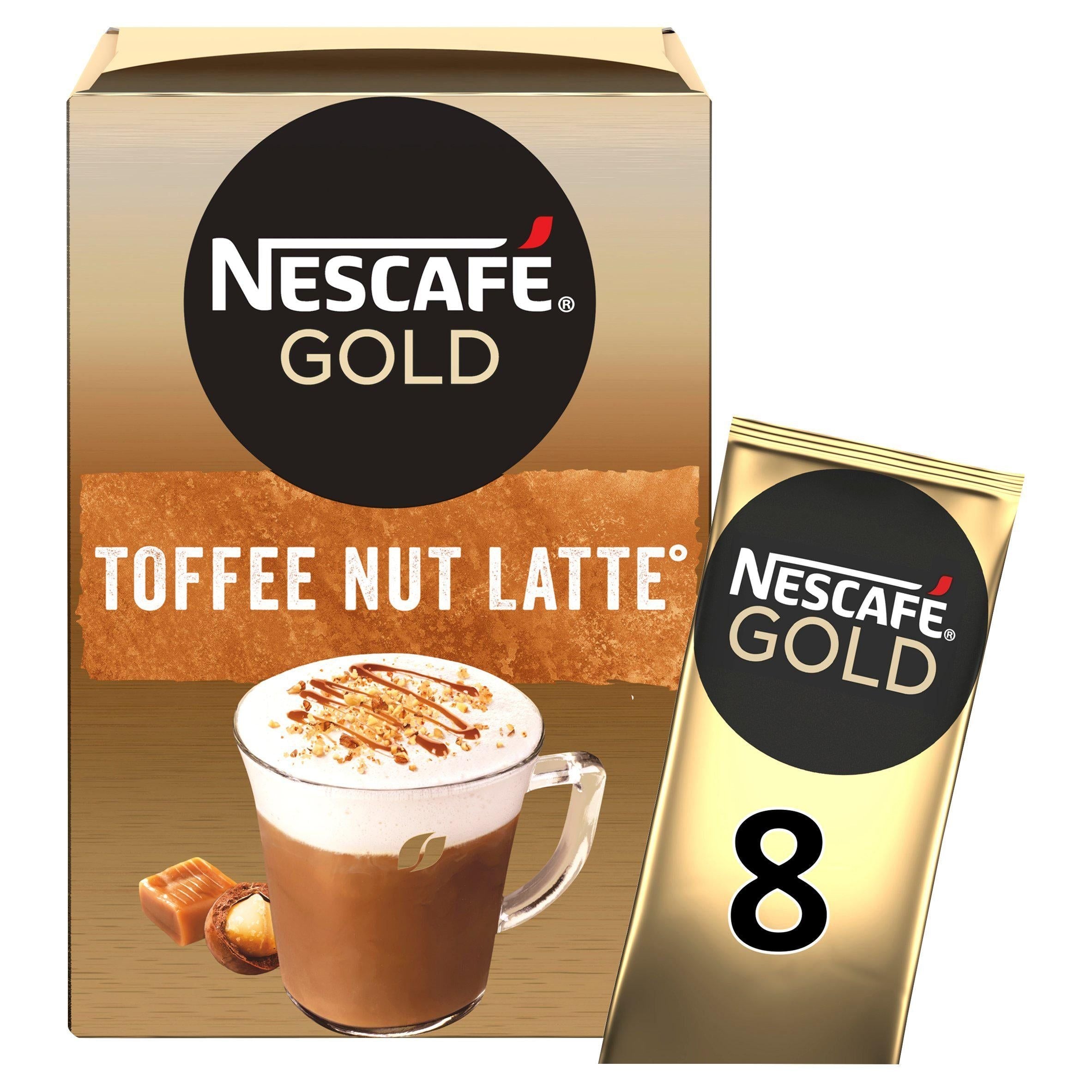 Nescafe Gold Toffee Nut Latte Coffee Sachets 8x19.5g