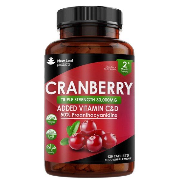 New Leaf Cranberry Tablets 3x Strength 30,000mg +Vitamin C&amp;amp;D