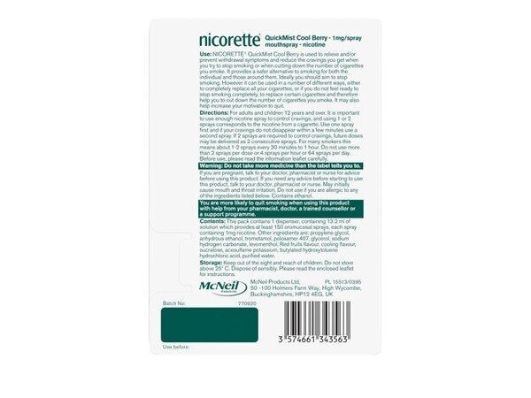 Nicorette&amp;reg; QuickMist Berry 1mg Mouthspray (Stop Smoking)