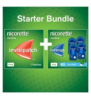 Nicorette Starter Bundle: Nicorette Invisi 25mg Patch 7 and Cools 2mg Lozenge 4x20