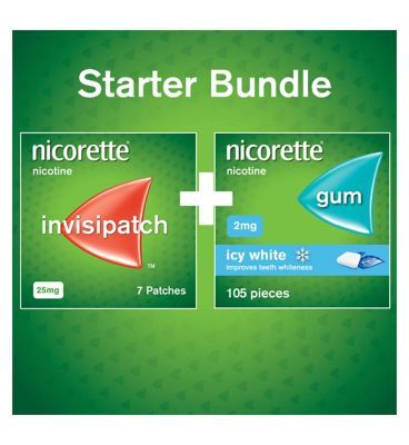 Nicorette Starter Bundle: Nicorette Invisi 25mg Patch 7s &amp;amp; Icy White 2mg Gum 105 Pieces