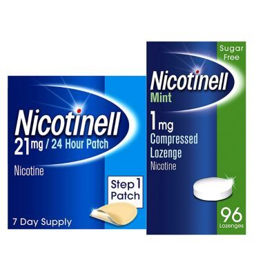 Nicotinell Mint Lozenge 1 mg 96 Pieces &amp;amp; Step 1 21 mg Patch Bundle