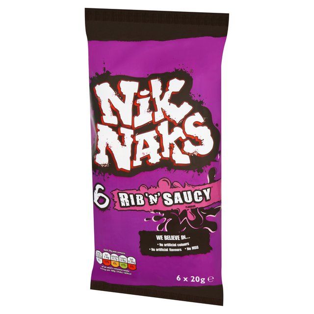 Nik Naks Rib 'N' Saucy Multipack Crisps   6 per pack