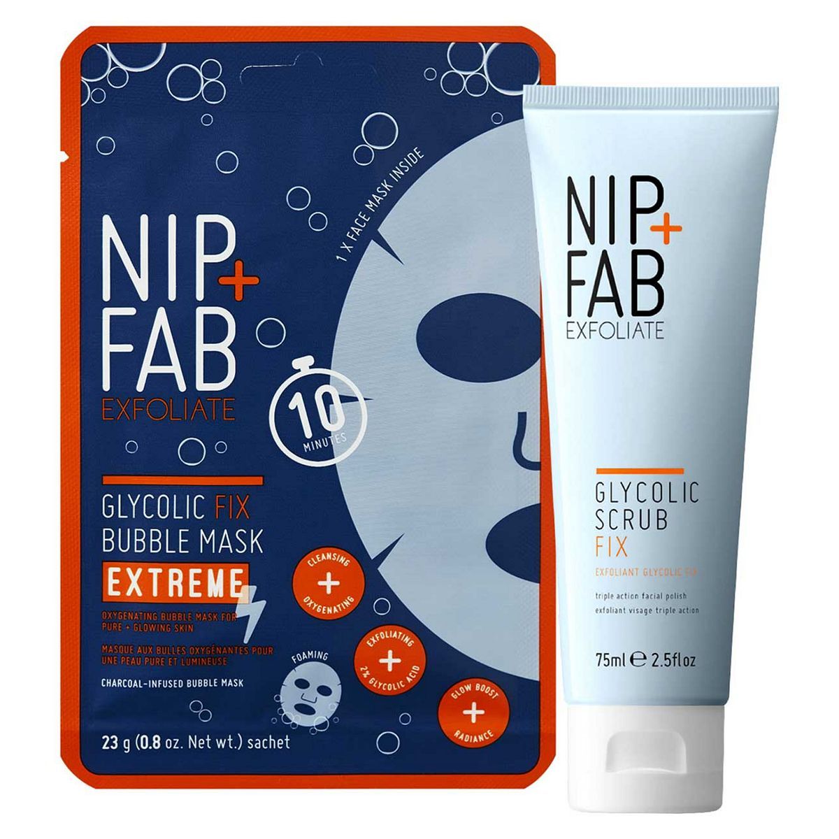 Nip+Fab Glycolic Fix Scrub &amp;amp; Bubble Mask Duo