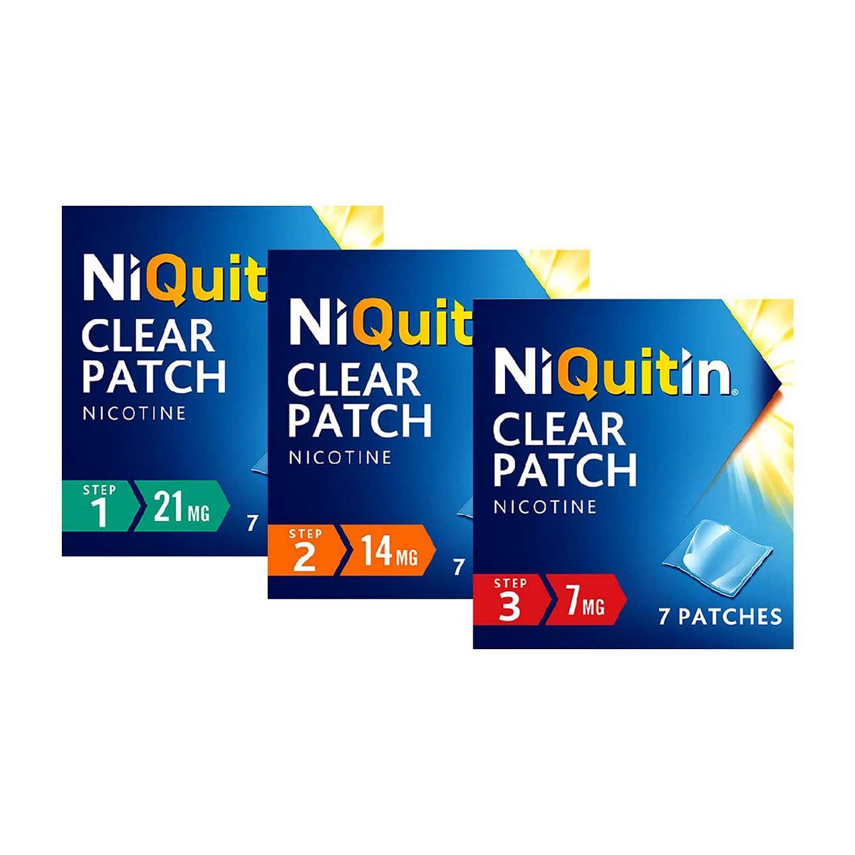 NiQuitin Clear Patches - 10 Week Bundle - Steps 1, 2 &amp;amp; 3 (21mg, 14mg &amp;amp; 7mg)