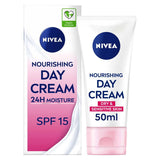 NIVEA 24H Moisture Nourishing Day Cream for Dry &amp;amp; Sensitive Skin SPF15 50ml