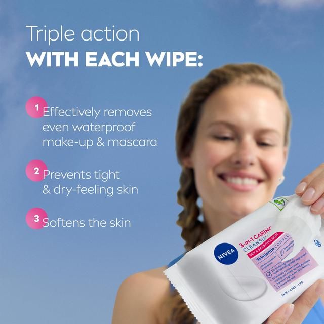 NIVEA Biodegradable Cleansing Face Wipes for Dry Skin    25 per pack