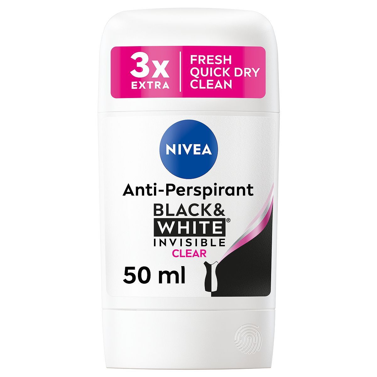 NIVEA Black &amp;amp; White Clear Anti-Perspirant Deodorant Stick 50ml
