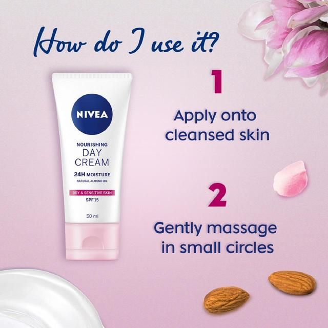 NIVEA Day Cream Face Moisturiser for Dry &amp;amp; Sensitive Skin SPF15   50ml