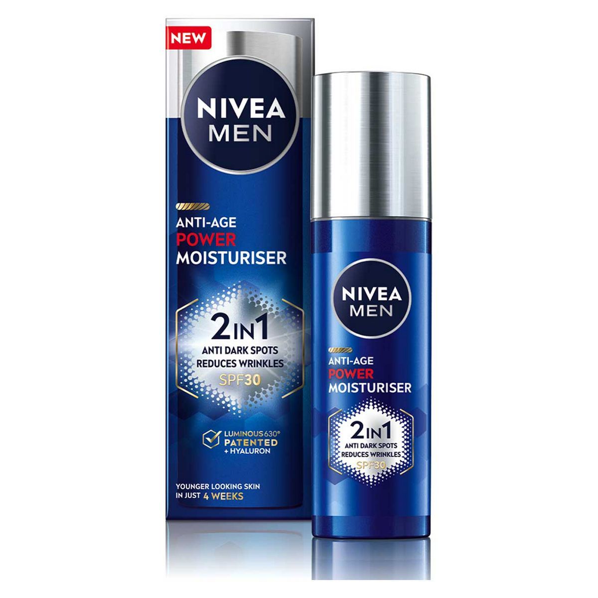 NIVEA MEN 2in1 Anti-Age Power Moisturiser with Luminous630 &amp;amp; Hyaluronic Acid SPF30 50ml
