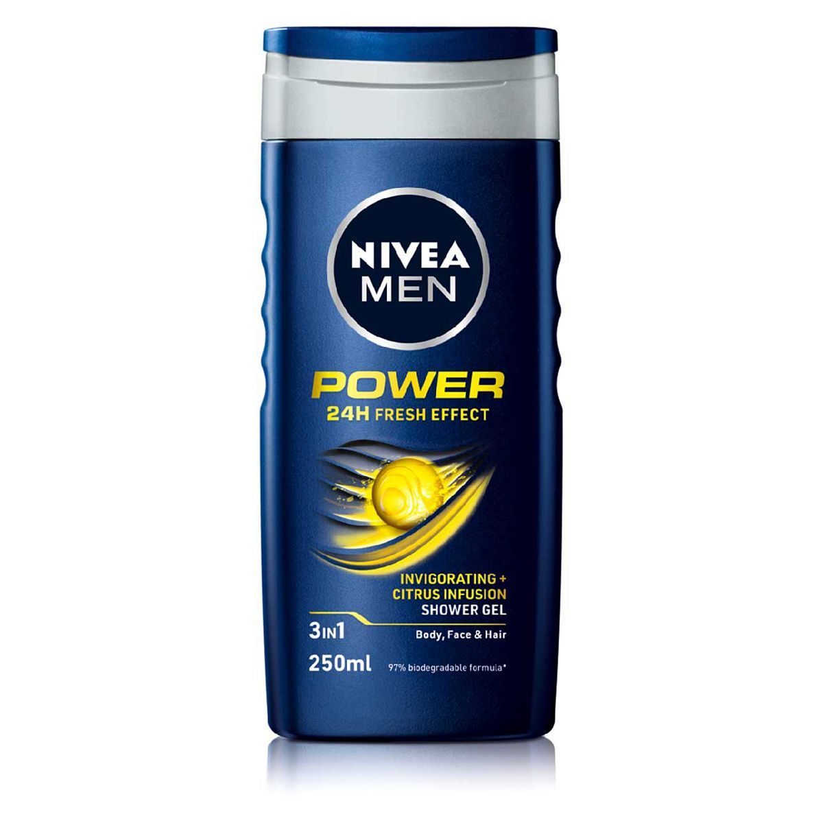 NIVEA MEN Power Invigorating + Citrus Infusion Shower Gel for Body, Face &amp;amp; Hair 250ml