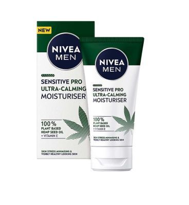 NIVEA Men Sensitive Pro Calming Face Cream Moisturiser with Hemp Oil, 75ml