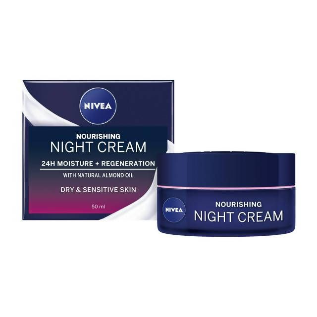 Nivea Nourishing Night Cream Moisturiser for Dry &amp;amp; Sensitive Skin 50ml
