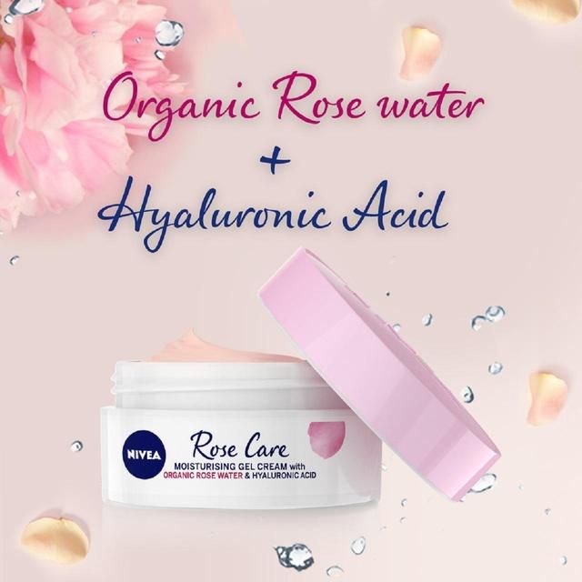 NIVEA Rose Care Moisturiser Gel Cream with Rose Water and Hyaluronic Acid   50ml
