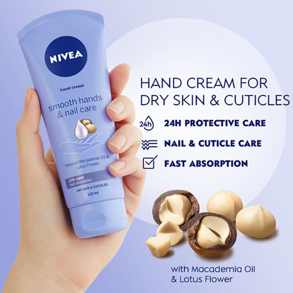NIVEA Smooth Hands &amp;amp; Nail Care Hand Cream 100ml