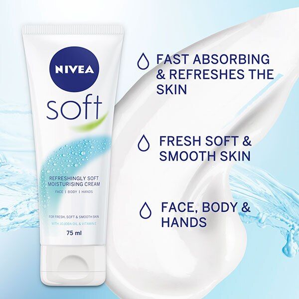 NIVEA Soft Moisturiser Cream for Face, Hands &amp;amp; Body, 75ml