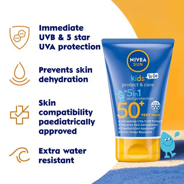 NIVEA SUN Kids Protect &amp;amp; Care SPF 50+ Sun Cream Pocket Size   50ml