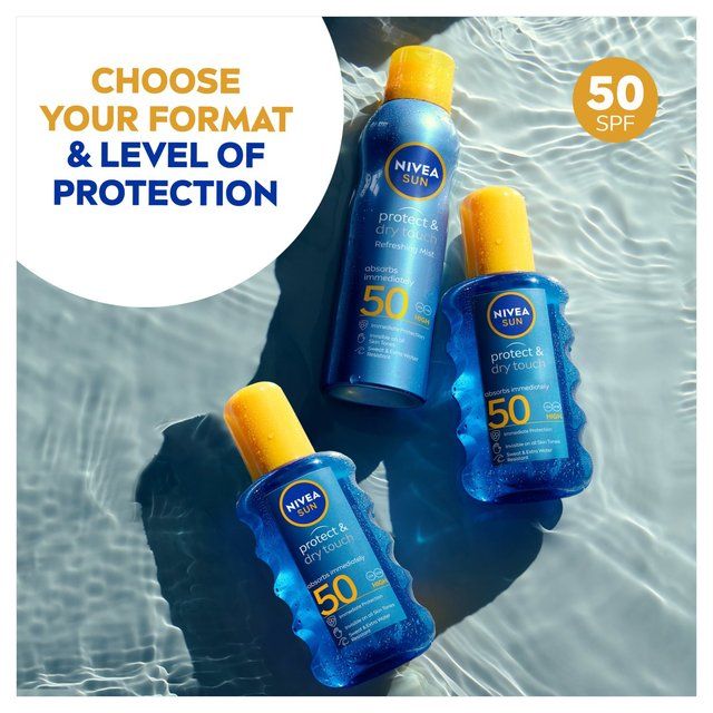 NIVEA SUN Protect &amp;amp; Dry Touch SPF 50 Mist Sunscreen Spray   200ml