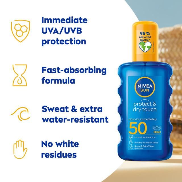 NIVEA SUN Protect &amp;amp; Dry Touch SPF 50 Sunscreen Spray   200ml