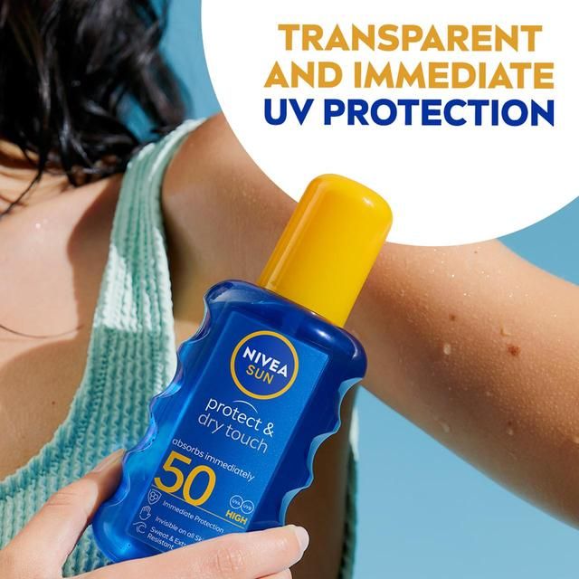 NIVEA SUN Protect &amp;amp; Dry Touch SPF 50 Sunscreen Spray   200ml
