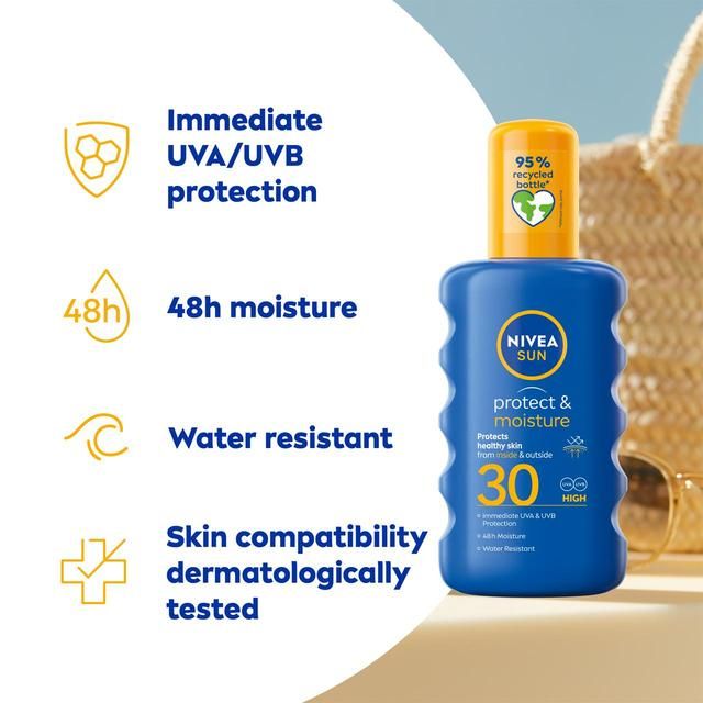 NIVEA SUN Protect &amp;amp; Moisture SPF 30 Sun Lotion Spray   200ml