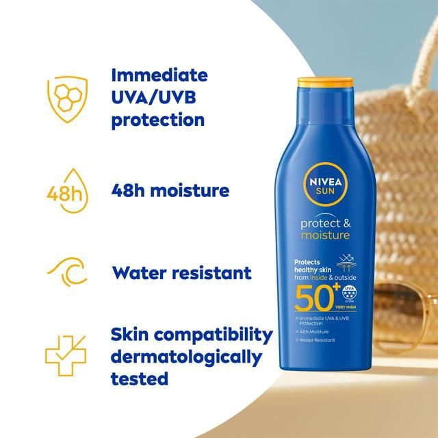 NIVEA SUN Protect &amp;amp; Moisture SPF 50+ Sun Lotion    200ml