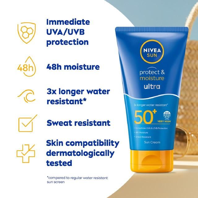 NIVEA SUN Protect &amp;amp; Moisture Ultra SPF 50+ Sun Cream   150ml
