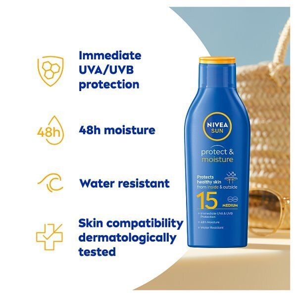 NIVEA SUN Suncream Lotion Protect &amp;amp; Moisture SPF15 200ml