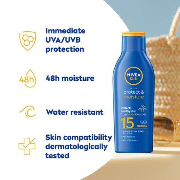 NIVEA SUN Suncream Lotion Protect &amp;amp; Moisture SPF15 200ml