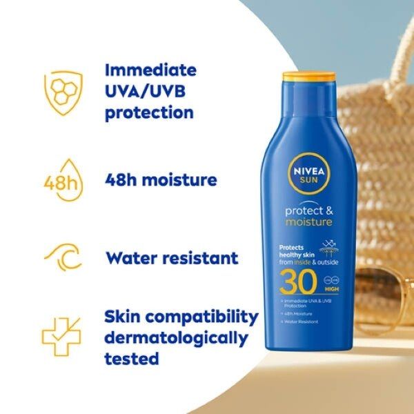 NIVEA SUN Suncream Lotion Protect &amp;amp; Moisture SPF30 200ml