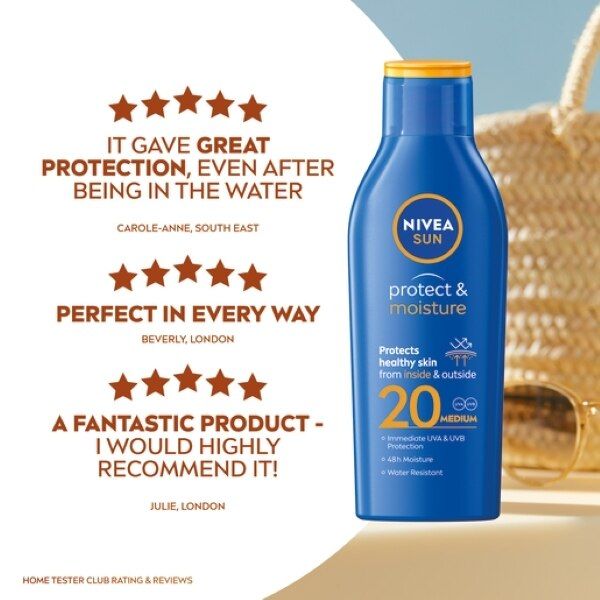NIVEA SUN Suncream Lotion SPF 20, Protect &amp;amp; Moisture 200ml