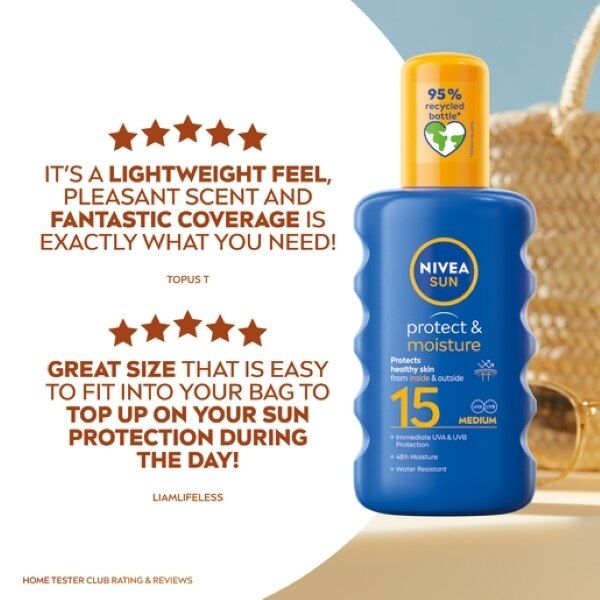 NIVEA SUN Suncream Spray Protect &amp;amp; Moisture SPF15 200ml