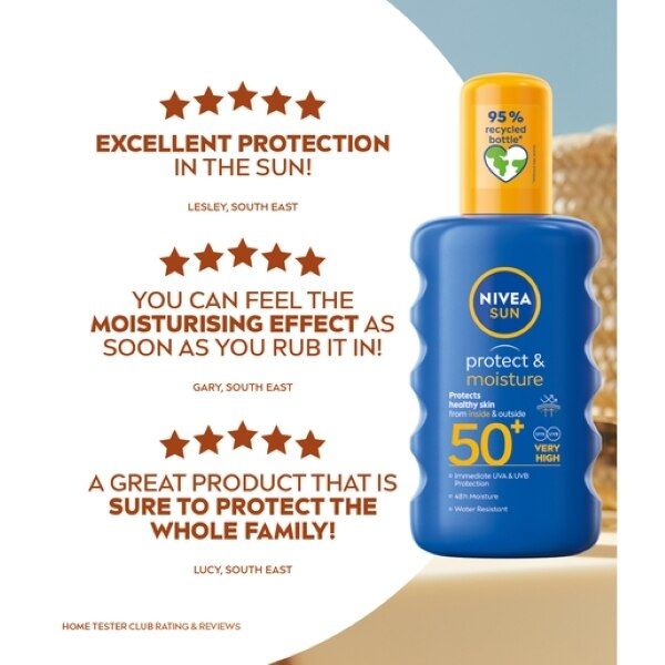 NIVEA SUN Suncream Spray Protect &amp;amp; Moisture SPF50+ 200ml