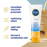 NIVEA SUN UV Face SPF 50 Sun Cream Shine Control   50ml
