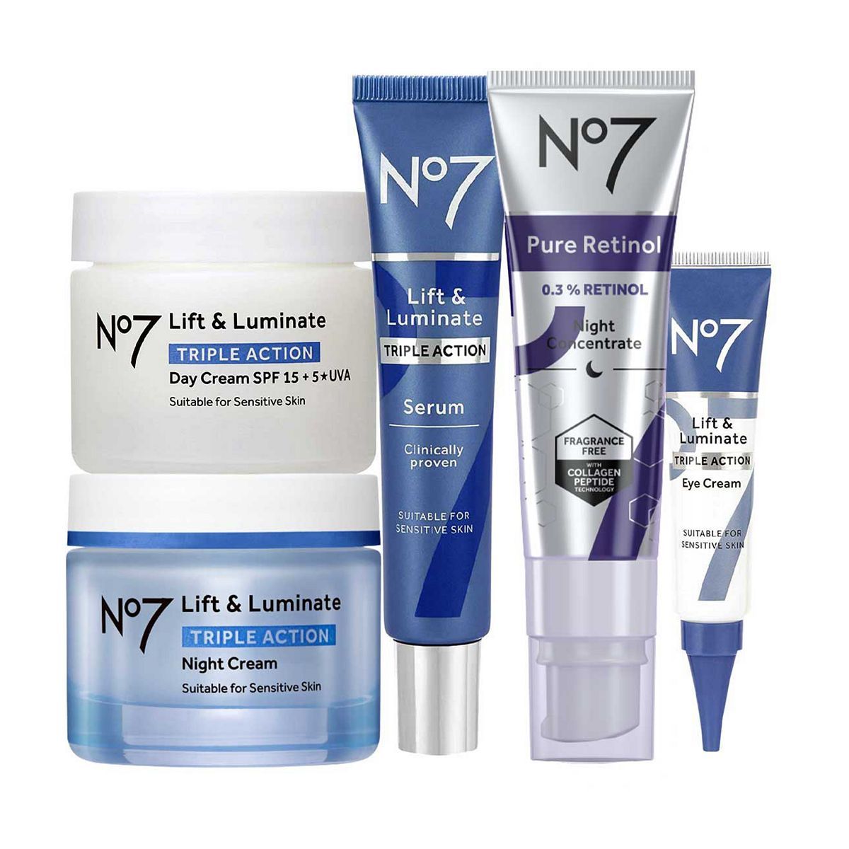 No7 Lift &amp;amp; Luminate TRIPLE ACTION Complete Retinol Regime