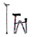 NRS Folding Walking Stick Black Floral