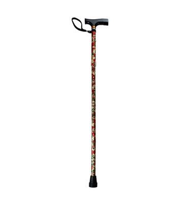 NRS Folding Walking Stick Red Floral
