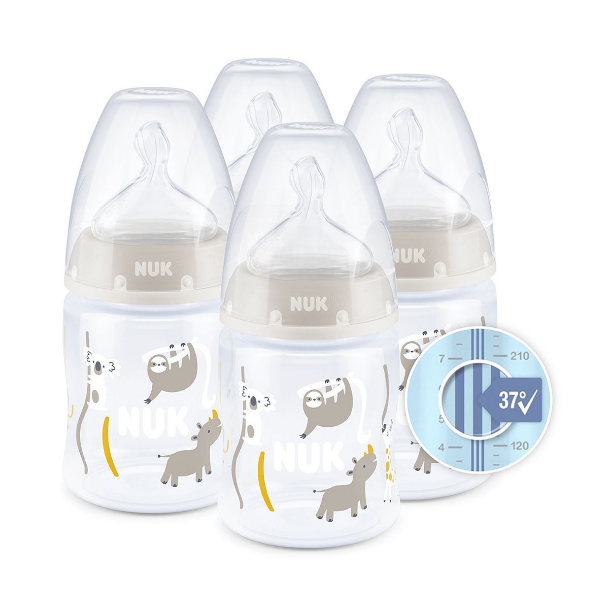 NUK First Choice+ 150ml Temperature Control Bottle with Silicone Teat - 4 Pack
