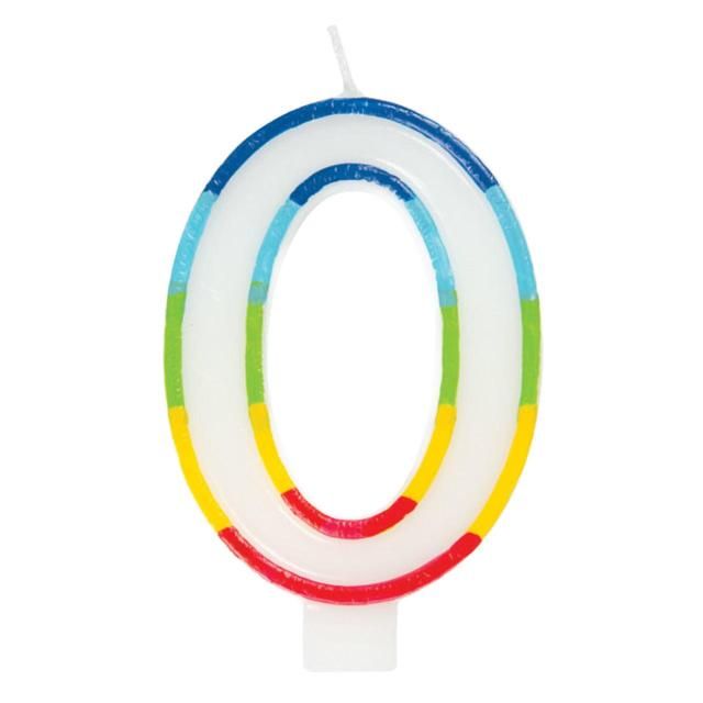 Number 0 Rainbow Candle 10th Birthday