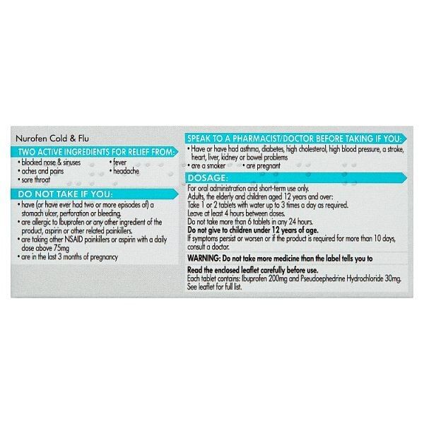 Nurofen Cold &amp;amp; Flu Relief Ibuprofen Decongestion Tablets 24s