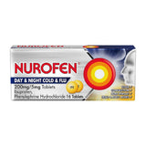 Nurofen Day/Night Cold &amp;amp; Flu Relief Ibuprofen 200mg/5mg Tablets 16s