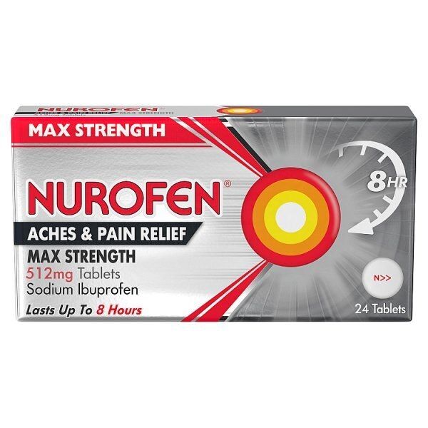 Nurofen Ibuprofen Max Strength Pain Relief Tablets 512mg 24s