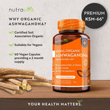 Nutravita Organic Ashwagandha KSM 66 500mg - 60 Vegan Caps
