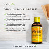 Nutravita Vitamin D3 &amp;amp; K2 Drops - 2000 Vegetarian Drops