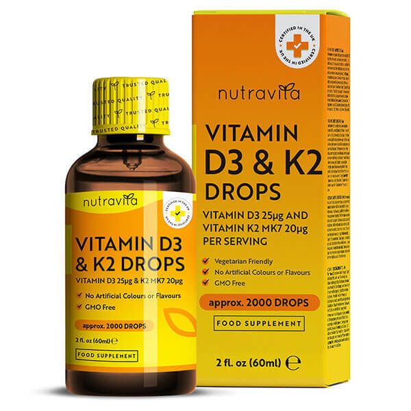 Nutravita Vitamin D3 &amp;amp; K2 Drops - 2000 Vegetarian Drops