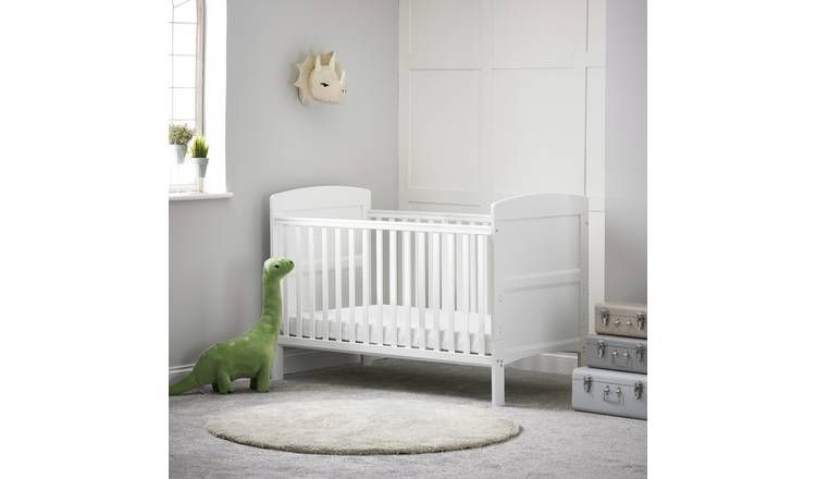 Obaby Grace Cot Bed, Cot Top Changer &amp;amp; Mattress &amp;ndash; White