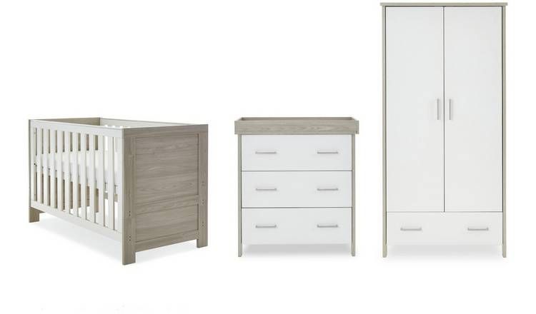 Obaby Nika 3 Piece Nursery Furniture Set - Grey Wash &amp;amp; White