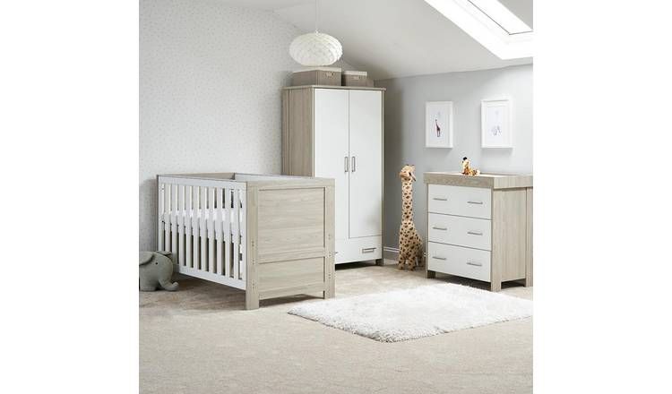 Obaby Nika 3 Piece Nursery Furniture Set - Grey Wash &amp;amp; White