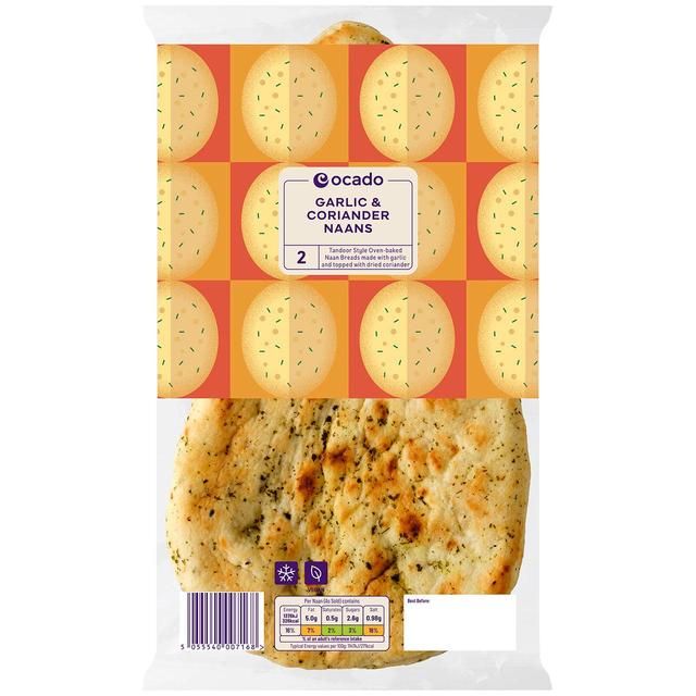 Ocado 2 Garlic &amp;amp; Coriander Naans   2 per pack
