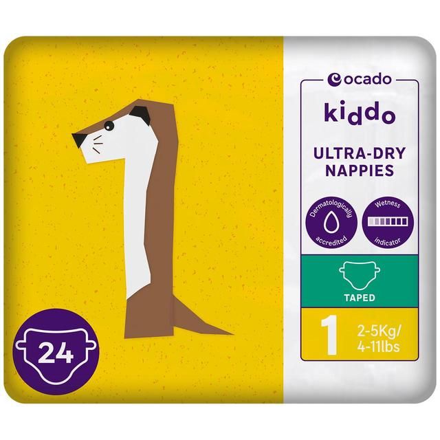 Ocado Kiddo Ultra-Dry Nappies Size 1 (2-5kg)   24 per pack